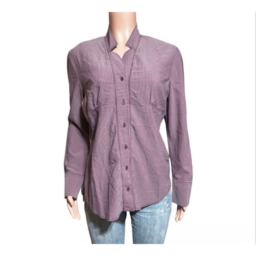 Pulp womens long sleeve mandarin button front ribbed shirt M